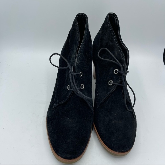 j jill Womens Suede Ankle Boot Bootie Size 10M Black Lace Up 3" Block Heel - Picture 2 of 5